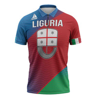 Italy Liguria Zipper Polo Shirt Emblem With Flag Style - Wonder Print Shop