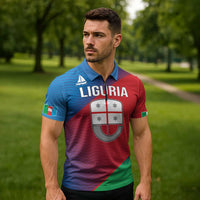Italy Liguria Zipper Polo Shirt Emblem With Flag Style - Wonder Print Shop
