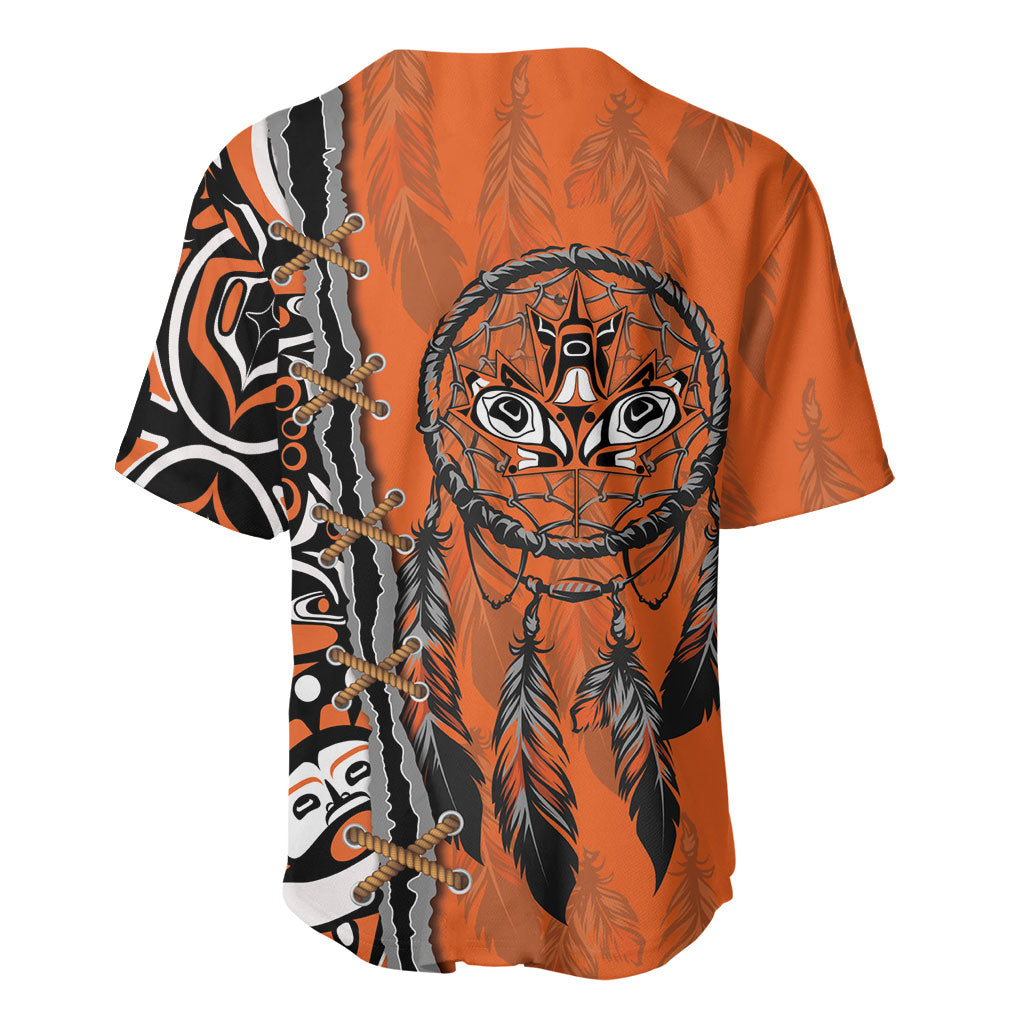 Canada Indigenous Orange Shirt Day Baseball Jersey Haida Dreamcatcher Art