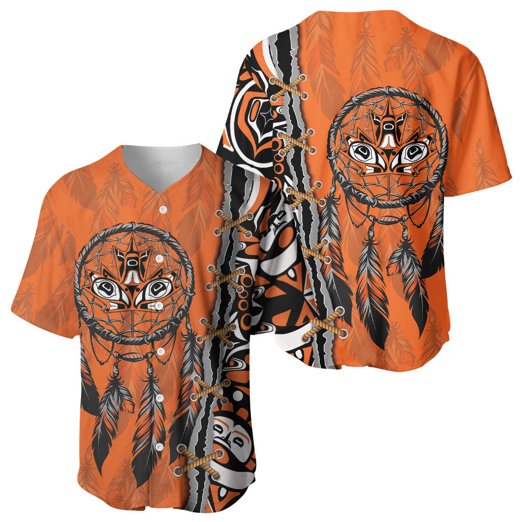 Canada Indigenous Orange Shirt Day Baseball Jersey Haida Dreamcatcher Art