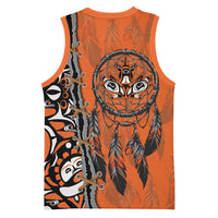 Canada Indigenous Orange Shirt Day Basketball Jersey Haida Dreamcatcher Art
