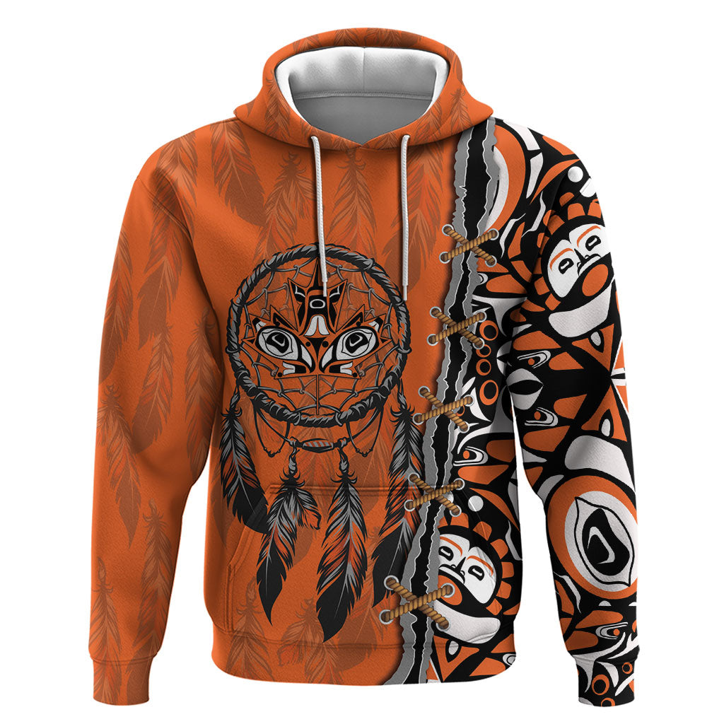 Canada Indigenous Orange Shirt Day Hoodie Haida Dreamcatcher Art