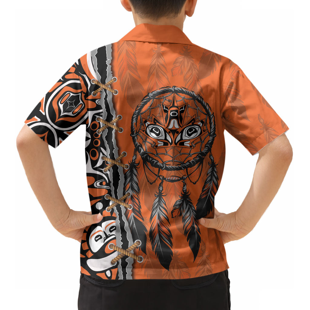 Canada Indigenous Orange Shirt Day Kid Hawaiian Shirt Haida Dreamcatcher Art