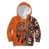 Canada Indigenous Orange Shirt Day Kid Hoodie Haida Dreamcatcher Art