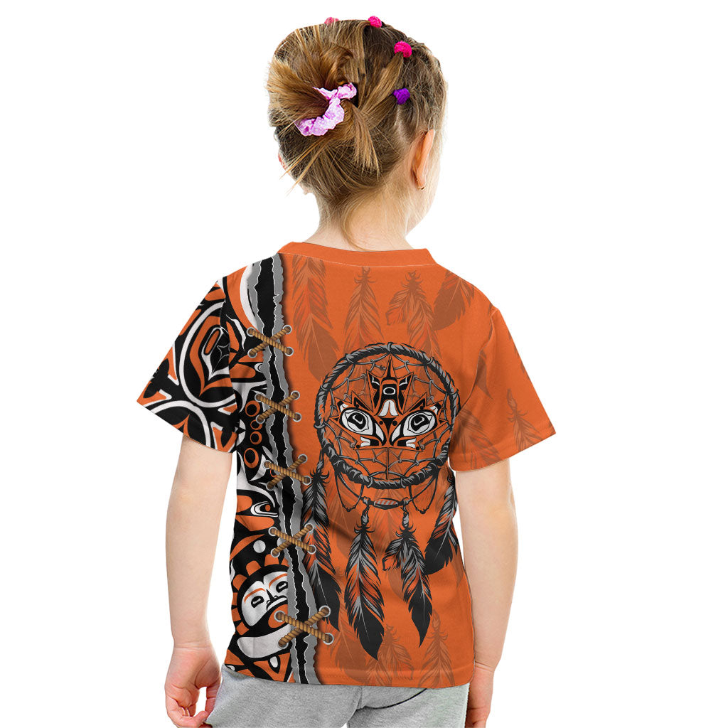 Canada Indigenous Orange Shirt Day Kid T Shirt Haida Dreamcatcher Art