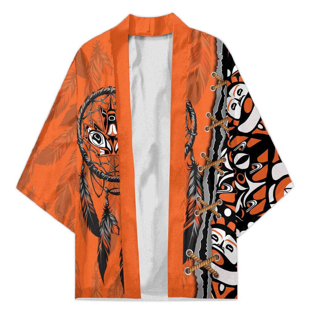 Canada Indigenous Orange Shirt Day Kimono Haida Dreamcatcher Art