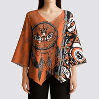 Canada Indigenous Orange Shirt Day Kimono Sleeve Blouse Haida Dreamcatcher Art