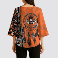 Canada Indigenous Orange Shirt Day Kimono Sleeve Blouse Haida Dreamcatcher Art