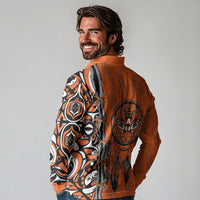 Canada Indigenous Orange Shirt Day Long Sleeve Polo Shirt Haida Dreamcatcher Art