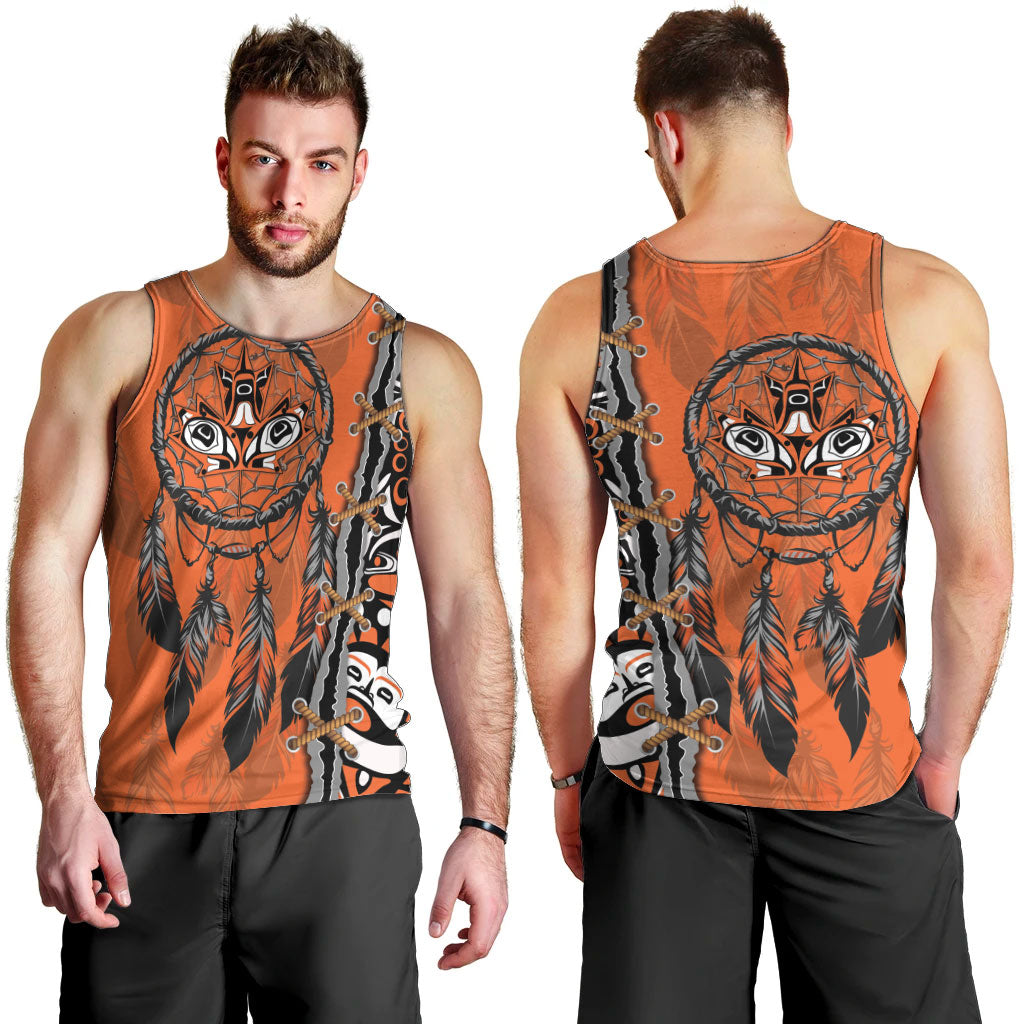 Canada Indigenous Orange Shirt Day Men Tank Top Haida Dreamcatcher Art