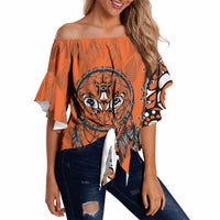 Canada Indigenous Orange Shirt Day Off Shoulder Wrap Waist Top Haida Dreamcatcher Art
