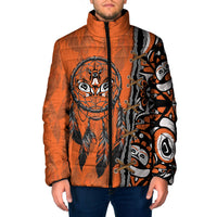 Canada Indigenous Orange Shirt Day Padded Jacket Haida Dreamcatcher Art