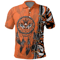 Canada Indigenous Orange Shirt Day Polo Shirt Haida Dreamcatcher Art