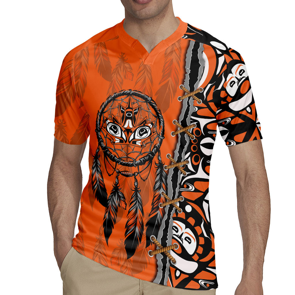Canada Indigenous Orange Shirt Day Rugby Jersey Haida Dreamcatcher Art