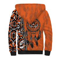 Canada Indigenous Orange Shirt Day Sherpa Hoodie Haida Dreamcatcher Art