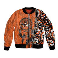 Canada Indigenous Orange Shirt Day Sleeve Zip Bomber Jacket Haida Dreamcatcher Art