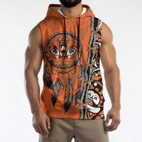 Canada Indigenous Orange Shirt Day Sleeveless Hoodie Haida Dreamcatcher Art