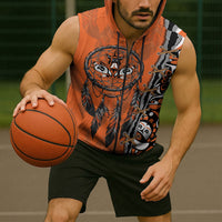 Canada Indigenous Orange Shirt Day Sleeveless Zip Hoodie Haida Dreamcatcher Art