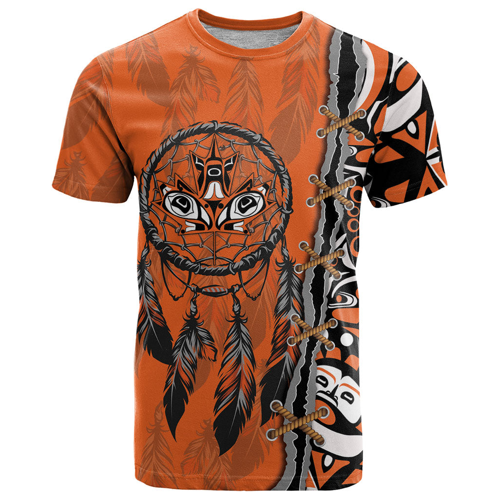 Canada Indigenous Orange Shirt Day T Shirt Haida Dreamcatcher Art