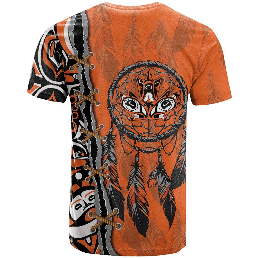 Canada Indigenous Orange Shirt Day T Shirt Haida Dreamcatcher Art