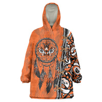 Canada Indigenous Orange Shirt Day Wearable Blanket Hoodie Haida Dreamcatcher Art
