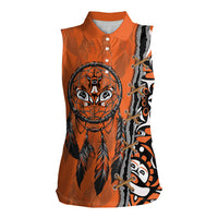 Canada Indigenous Orange Shirt Day Women Sleeveless Polo Shirt Haida Dreamcatcher Art