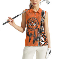 Canada Indigenous Orange Shirt Day Women Sleeveless Polo Shirt Haida Dreamcatcher Art