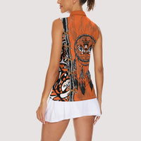 Canada Indigenous Orange Shirt Day Women Sleeveless Polo Shirt Haida Dreamcatcher Art