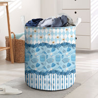 Oktoberfest Bavarian Heritage Laundry Basket Edelweiss Beer Festival Blue Pattern