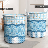 Oktoberfest Bavarian Heritage Laundry Basket Edelweiss Beer Festival Blue Pattern