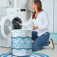 Oktoberfest Bavarian Heritage Laundry Basket Edelweiss Beer Festival Blue Pattern