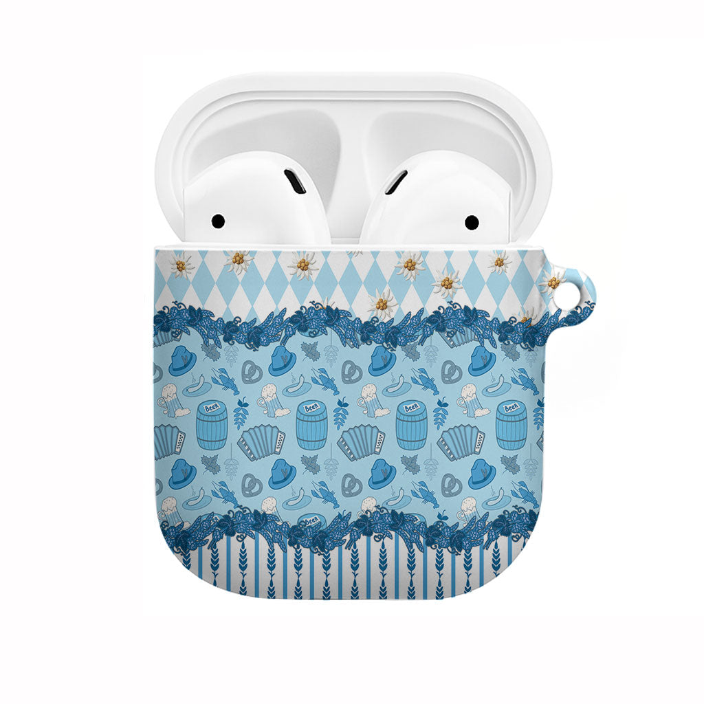 Oktoberfest Bavarian Heritage AirPods Case Edelweiss Beer Festival Blue Pattern