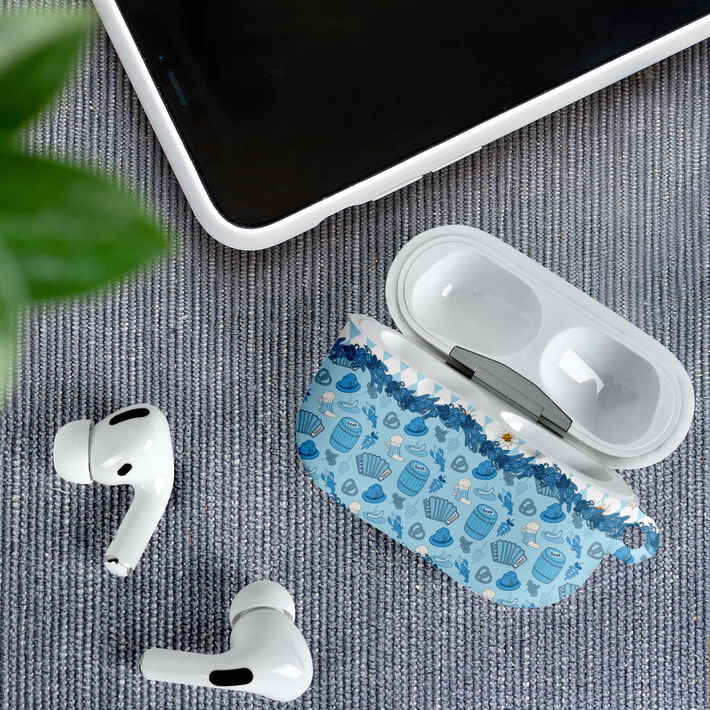 Oktoberfest Bavarian Heritage AirPods Case Edelweiss Beer Festival Blue Pattern