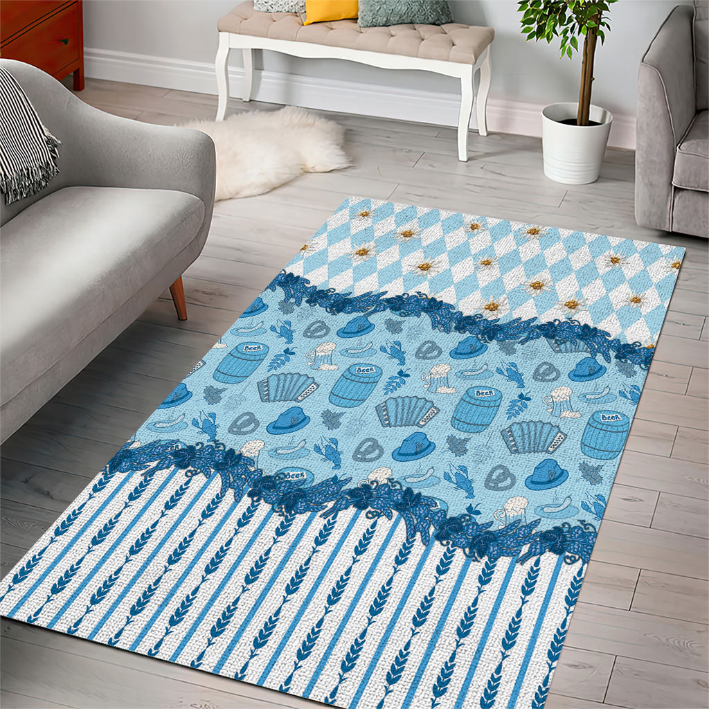 Oktoberfest Bavarian Heritage Area Rug Edelweiss Beer Festival Blue Pattern