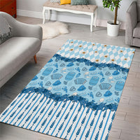 Oktoberfest Bavarian Heritage Area Rug Edelweiss Beer Festival Blue Pattern