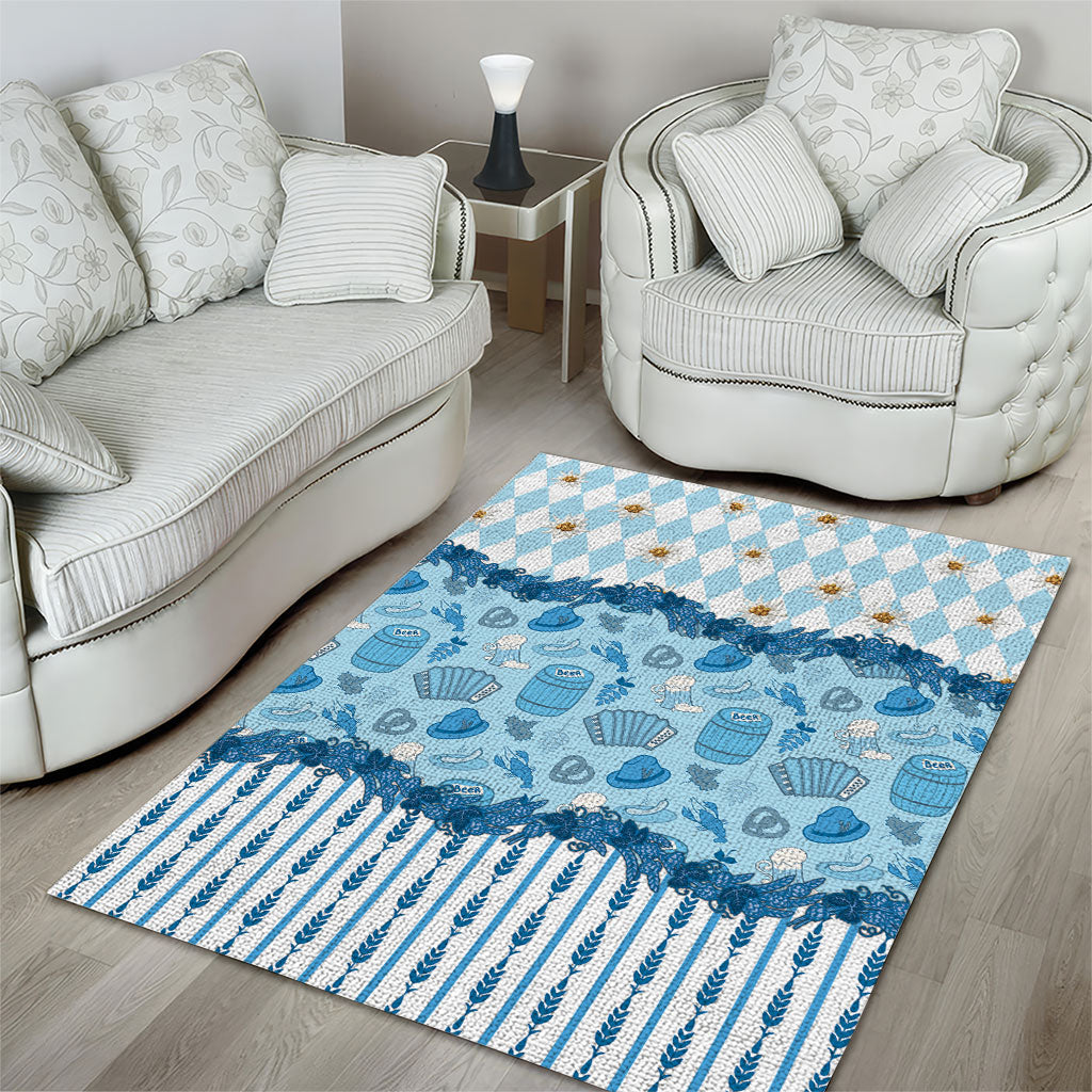 Oktoberfest Bavarian Heritage Area Rug Edelweiss Beer Festival Blue Pattern