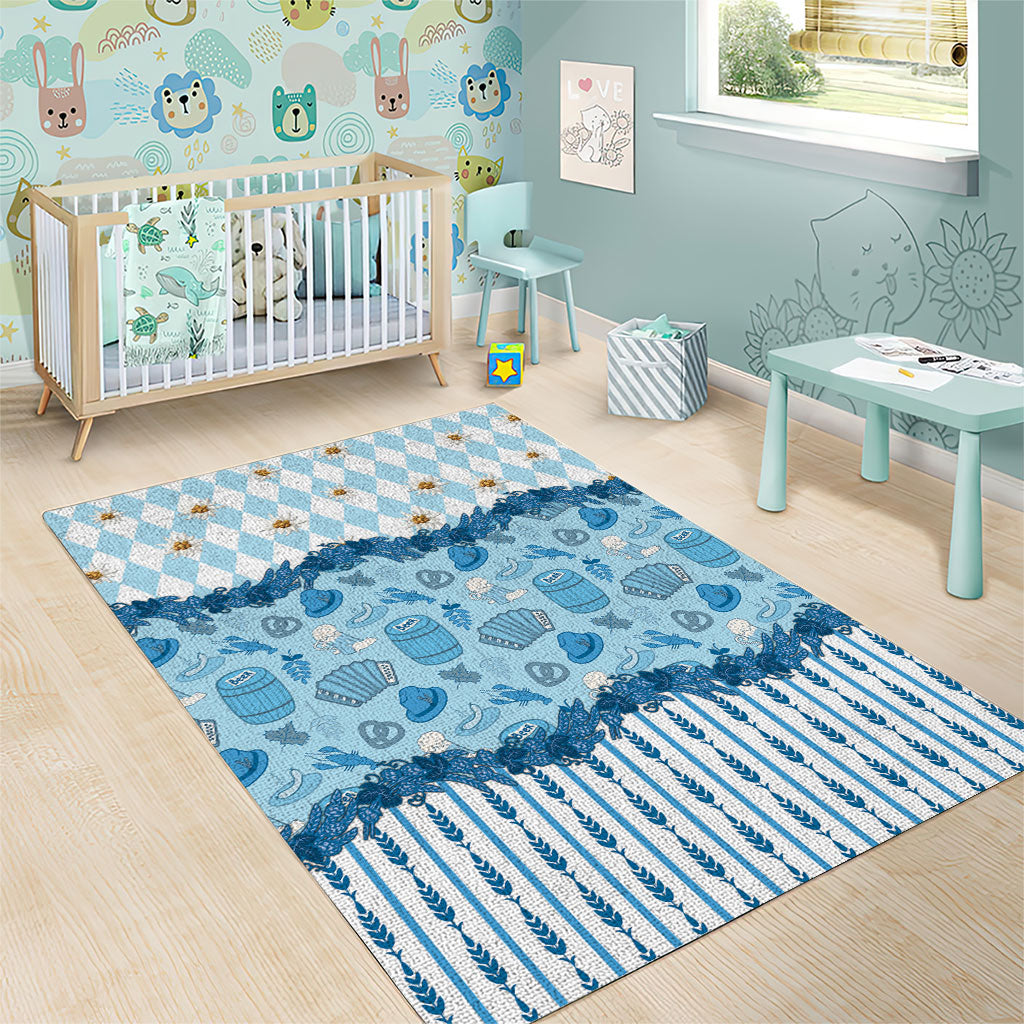 Oktoberfest Bavarian Heritage Area Rug Edelweiss Beer Festival Blue Pattern