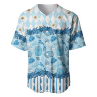 Oktoberfest Bavarian Heritage Baseball Jersey Edelweiss Beer Festival Blue Pattern