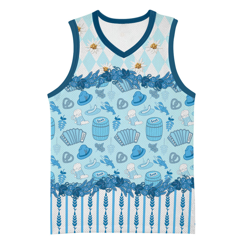 Oktoberfest Bavarian Heritage Basketball Jersey Edelweiss Beer Festival Blue Pattern