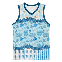Oktoberfest Bavarian Heritage Basketball Jersey Edelweiss Beer Festival Blue Pattern