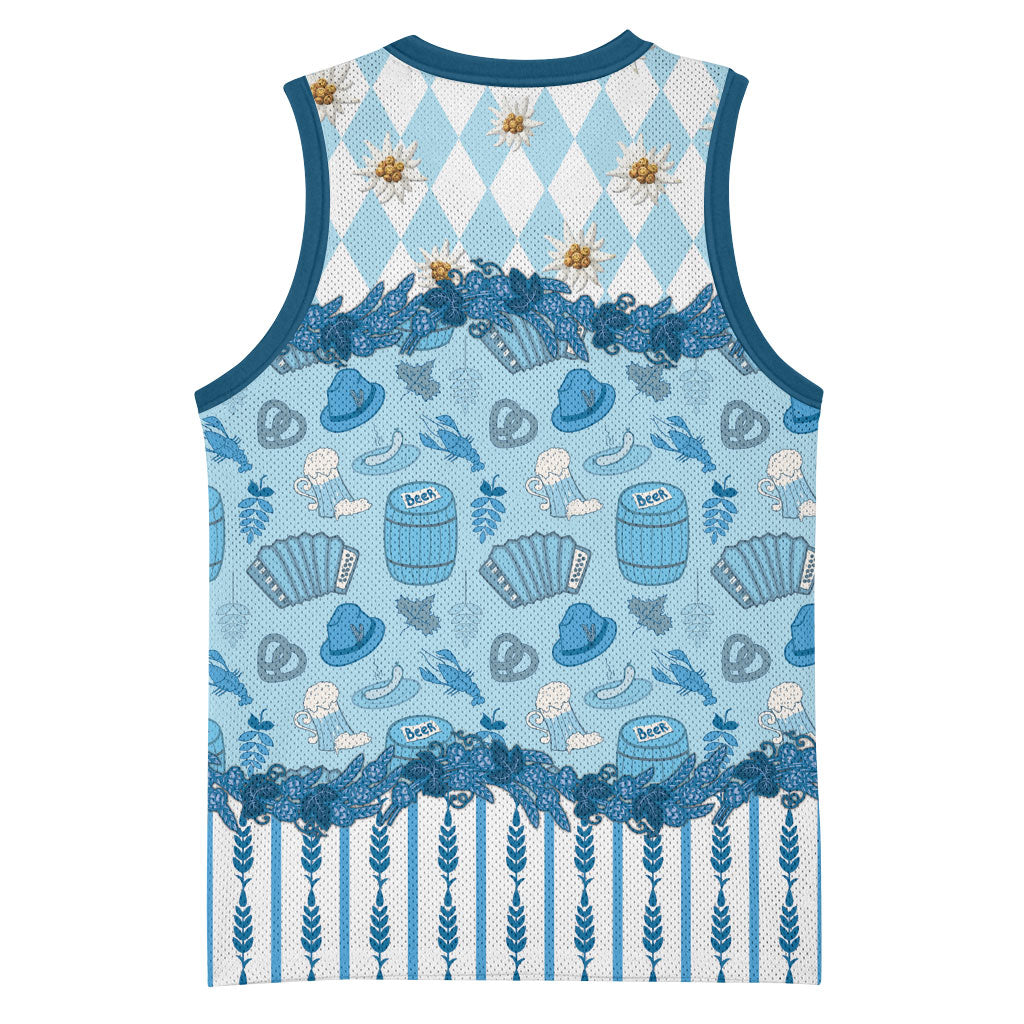 Oktoberfest Bavarian Heritage Basketball Jersey Edelweiss Beer Festival Blue Pattern