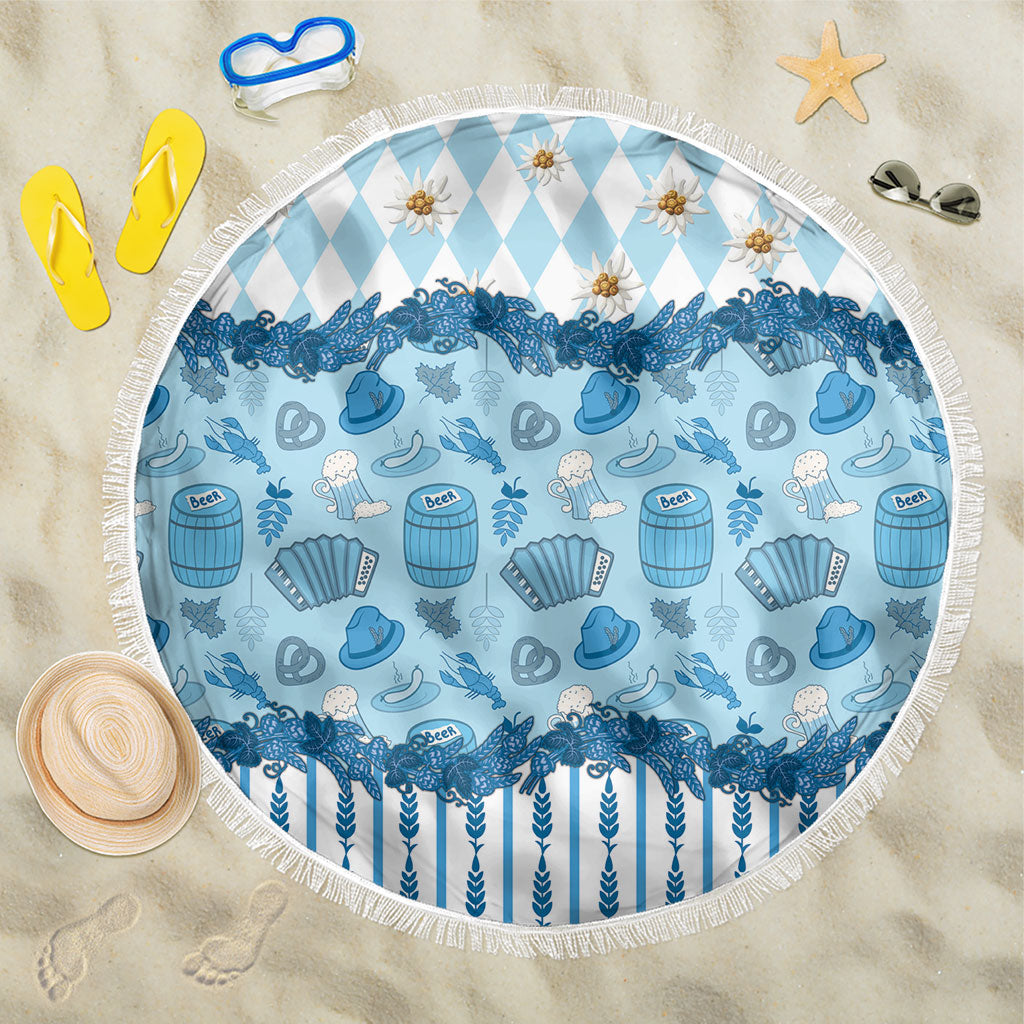 Oktoberfest Bavarian Heritage Beach Blanket Edelweiss Beer Festival Blue Pattern