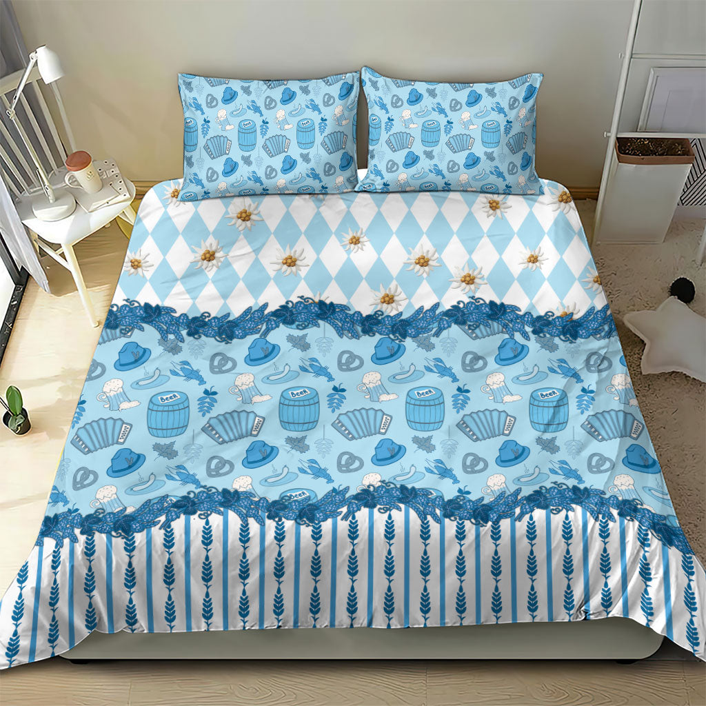 Oktoberfest Bavarian Heritage Bedding Set Edelweiss Beer Festival Blue Pattern