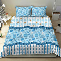 Oktoberfest Bavarian Heritage Bedding Set Edelweiss Beer Festival Blue Pattern