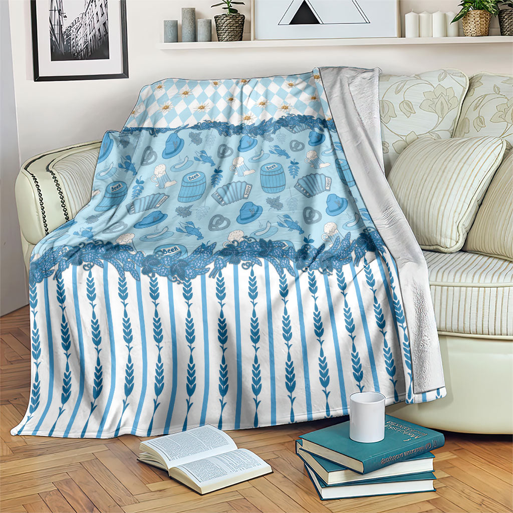 Oktoberfest Bavarian Heritage Blanket Edelweiss Beer Festival Blue Pattern