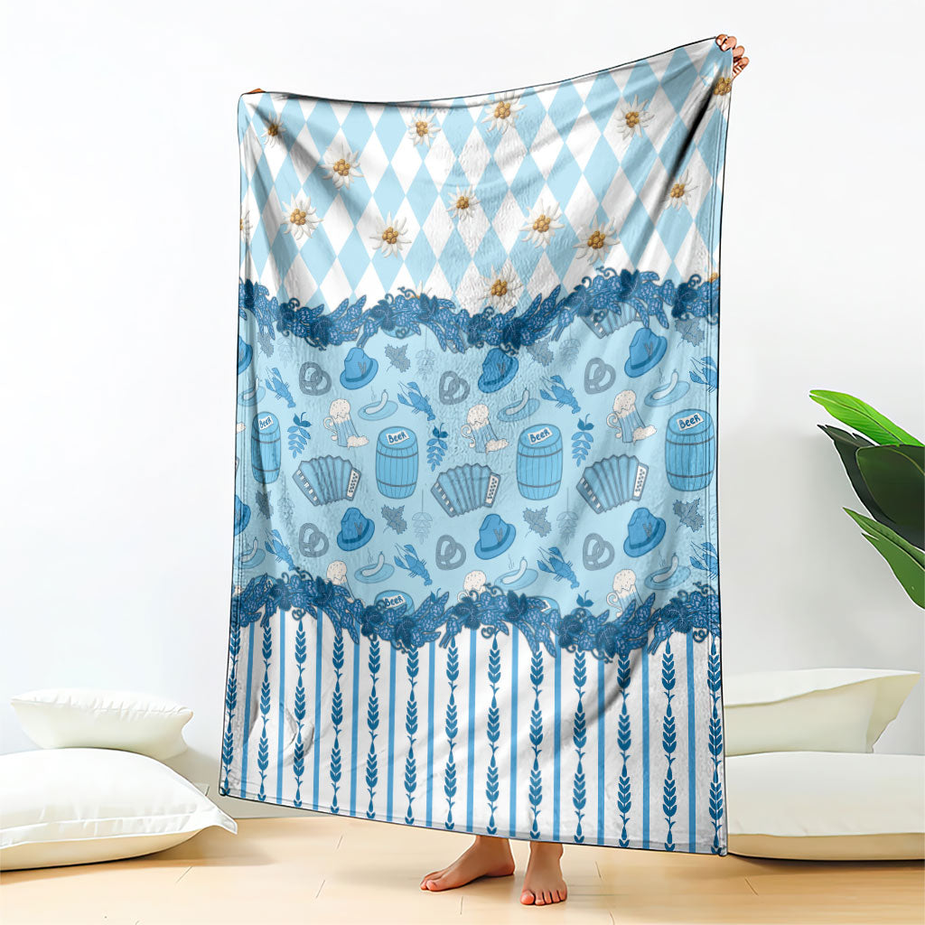 Oktoberfest Bavarian Heritage Blanket Edelweiss Beer Festival Blue Pattern