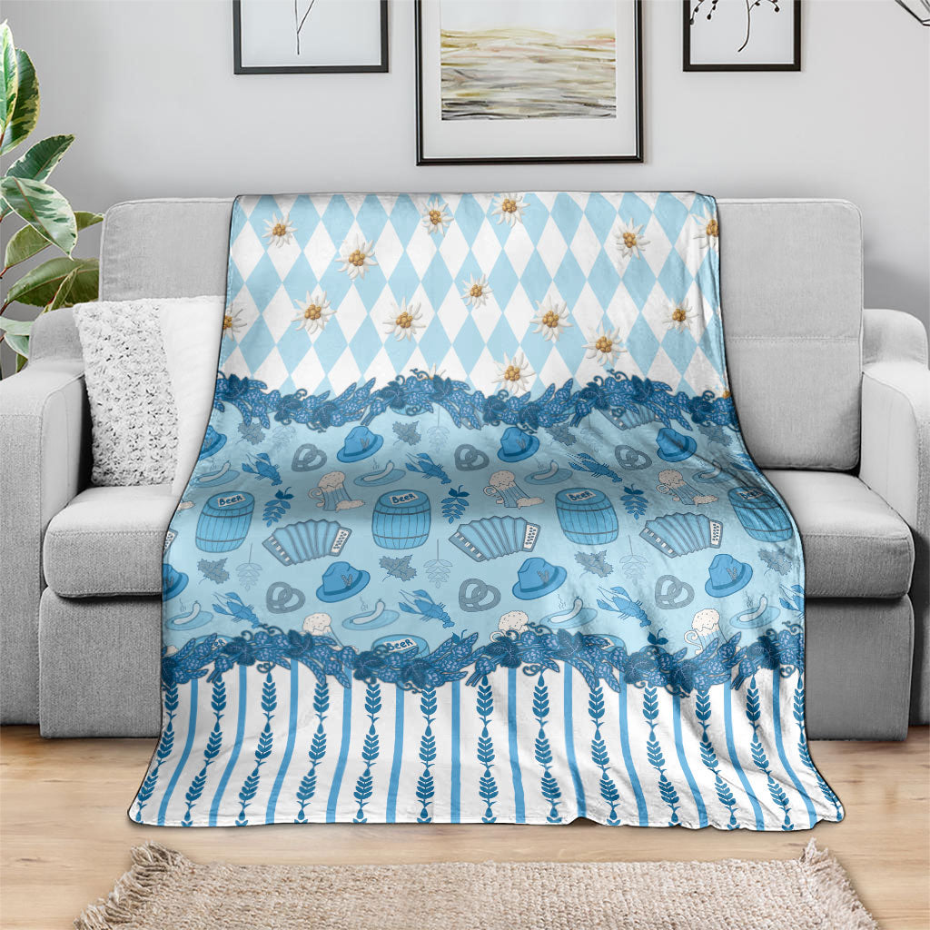 Oktoberfest Bavarian Heritage Blanket Edelweiss Beer Festival Blue Pattern