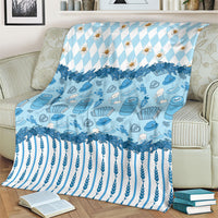 Oktoberfest Bavarian Heritage Blanket Edelweiss Beer Festival Blue Pattern