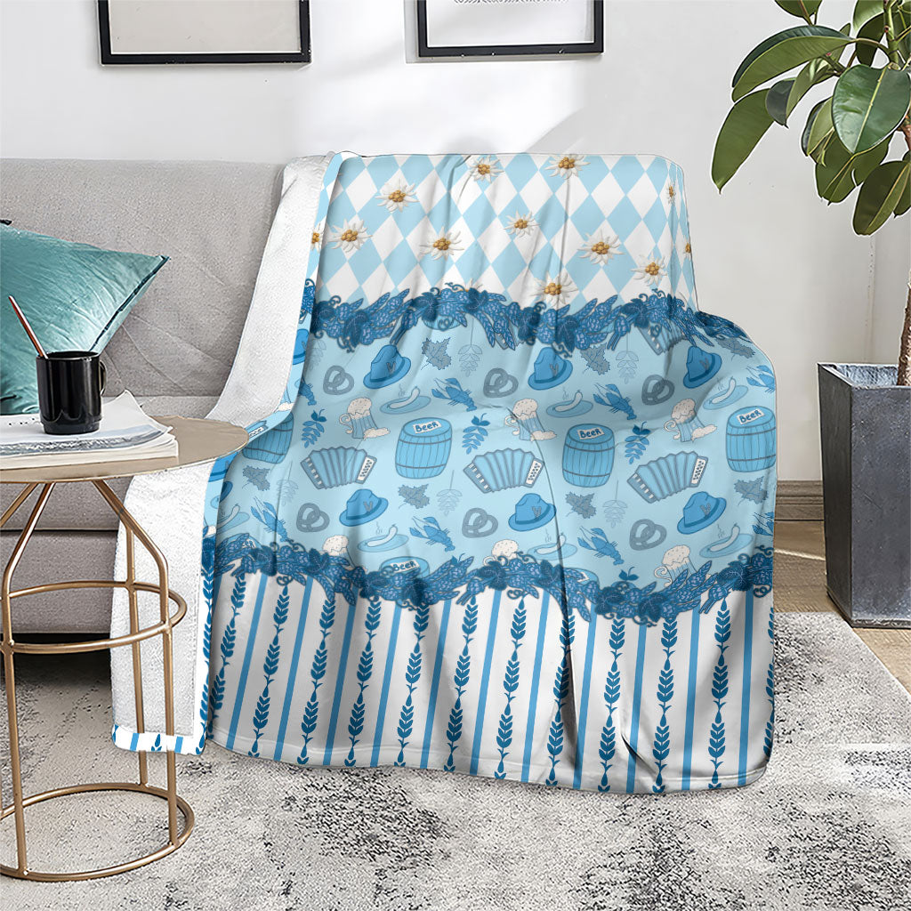 Oktoberfest Bavarian Heritage Blanket Edelweiss Beer Festival Blue Pattern