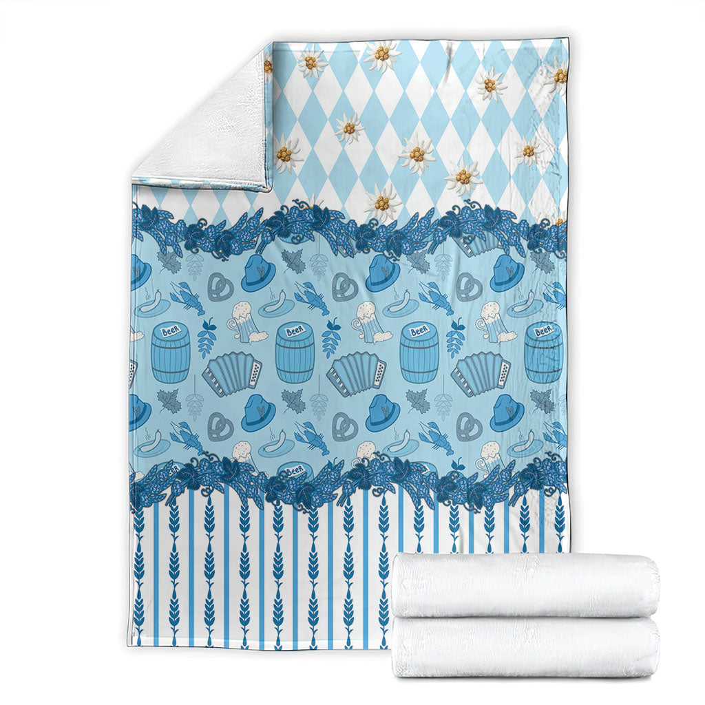 Oktoberfest Bavarian Heritage Blanket Edelweiss Beer Festival Blue Pattern